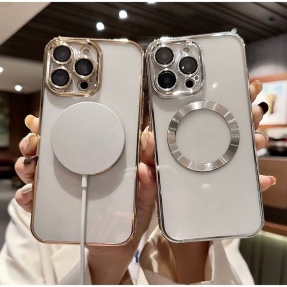 iPhone 15 Plus Clear Protective Case Gold Metallic *NEW* - Picture 5 of 9